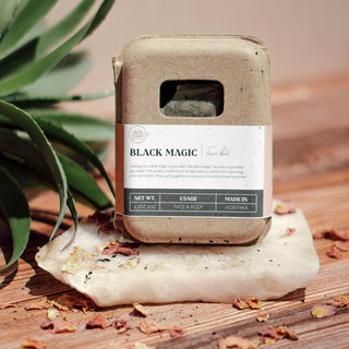 Close-up of Black Magic Face Bar – Handmade Natural Skincare
